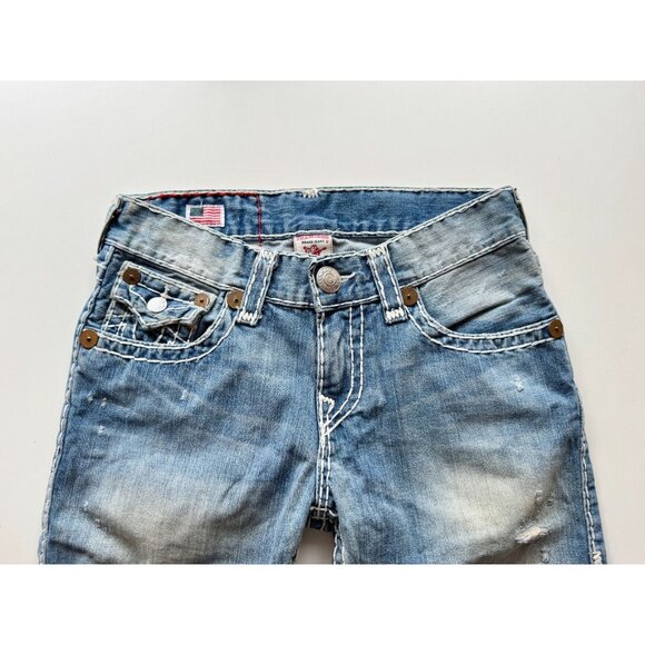 TRUE RELIGION Ricky Cut-Off Super Tee Cotton Denim Bermuda Shorts, Size 28 - Picture 2 of 16